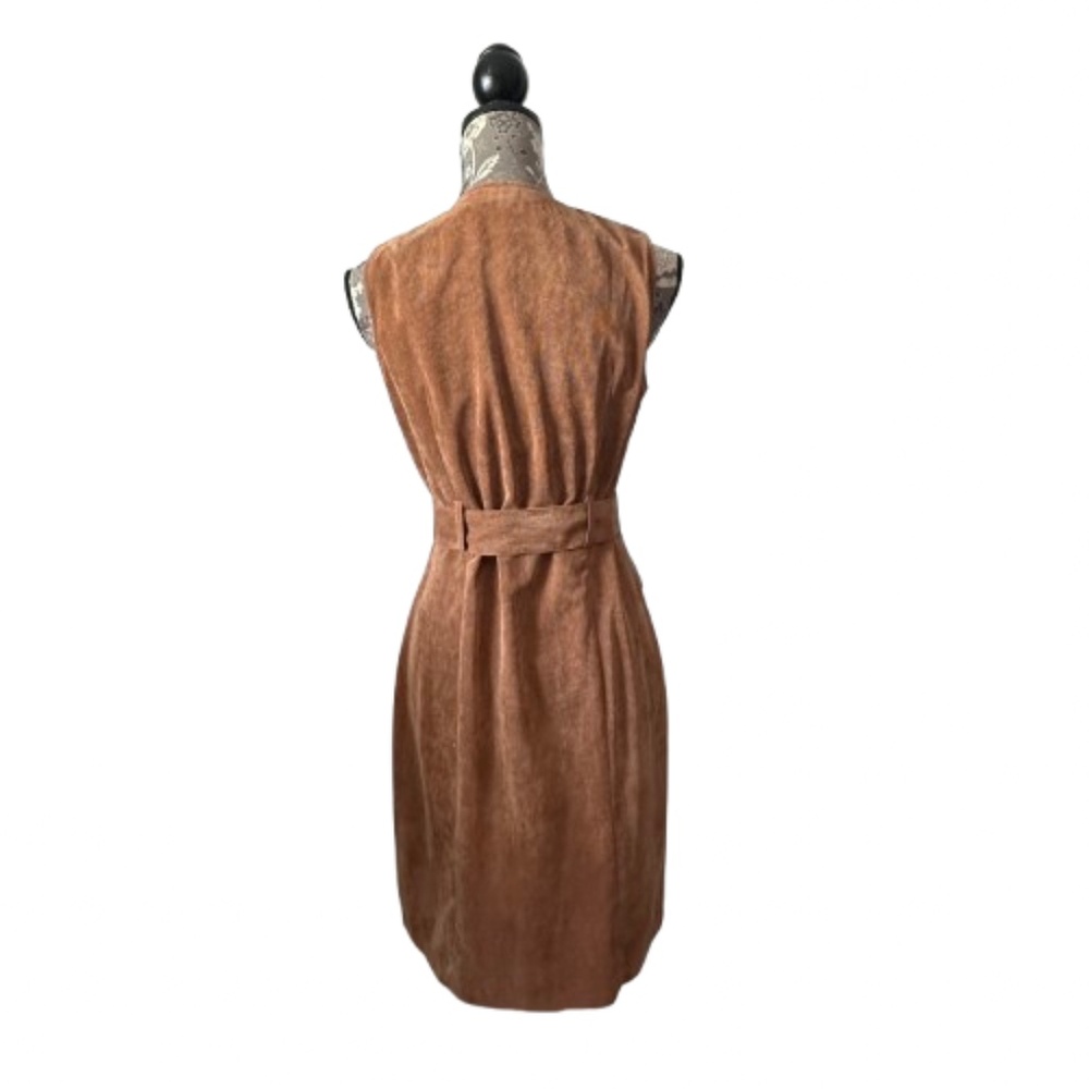 NWT Sharagano Women' 4 Brown Wet Sand Sleeveless Full Zip Midi Corduroy Dress - Picture 2 of 15